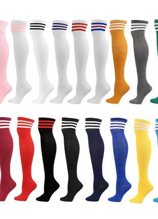Довгі шкарпетки темно сині 36-41р. 1033 спортивні заколінки 65см бавовняні на дівчинку панчохи3 фото