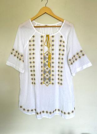 Вишиванка, блуза с вышивкой р. 42 white stuff, рубашка