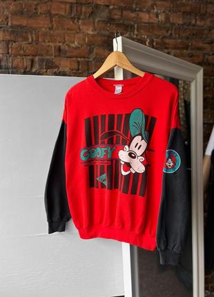 Goofy walt disney company vintage women's 90s graphic printed crewneck sweatshirt женская, винтажная кофта