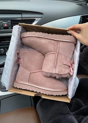 Женские розовые угги ugg mini bailey bow pink