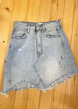 Джинсовая союзтка, джинсовая потеопная юбка7 фото