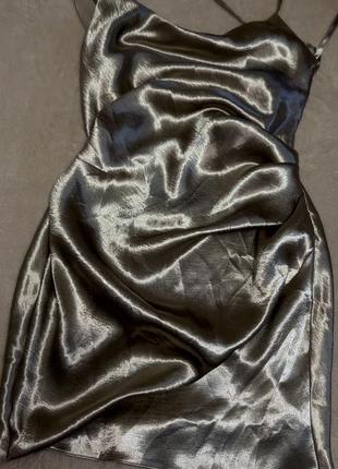 Міні сукня, плаття комбінація, сатинова золотиста asos6 фото