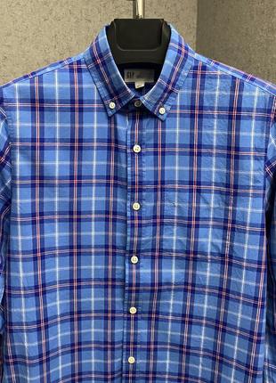 Голубая клетчатая рубашка от бренда gap3 фото