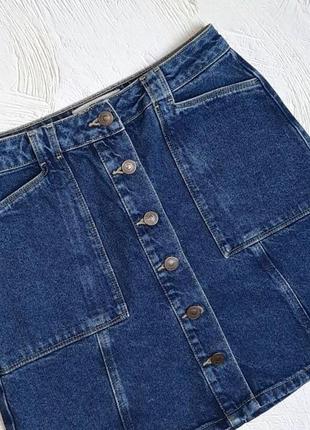 💝2+1=4 шикарная синяя джинсовая юбка на пуговицах new look, размер 42 - 443 фото