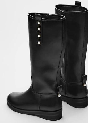 Нові чорні чоботи zara 37 розмір кожзам осінньо-весняні