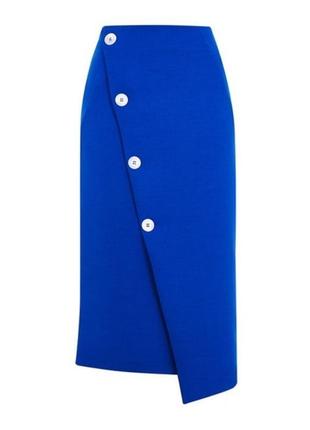 💝2+1=4 фирменная синяя электричество юбка миди на пуговицах topshop, размер 42 - 442 фото