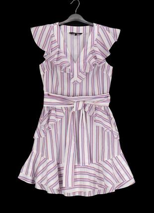 Хлопковое платье в полоску с рюшами "vero moda", xs-s.1 фото
