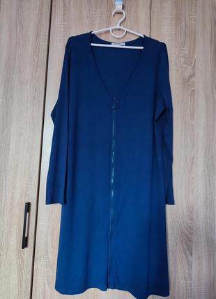 Красивое синее платье в рубчик платье платье размер 54-56-58