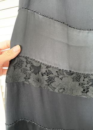Черное платье, платье с перьями, бисером и вставками кружева5 фото