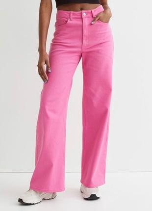 Розовые wide leg широкие джинсы h&amp;m 36 размер