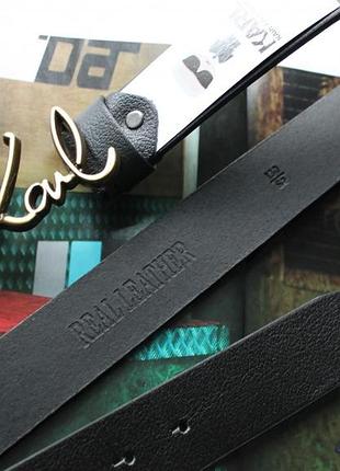 Кожаный женский ремешок пряжка бронза черный