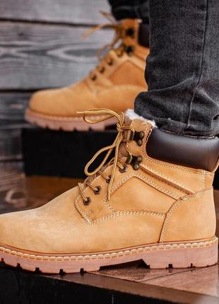 Зимние мужские ботинки с мехом south craft коричневые (черевики)