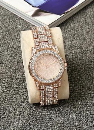 Женские наручные часы с камушками золото серебро медные годинник