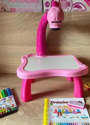 Дитячий стіл проектор для малювання з підсвічуванням projector painting. колір: рожевий1 фото