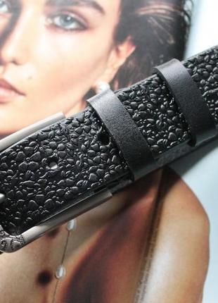 Жіночий шкіряний ремінь "flowers" black