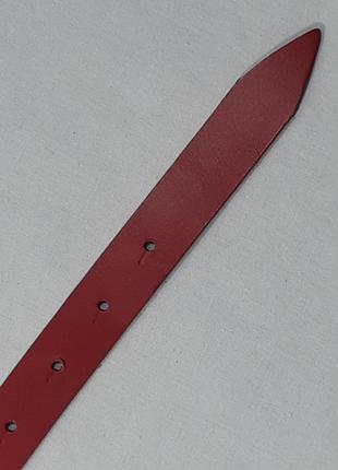 Ремень 02.059.041 женский красный кожаный (25 х 117 см) с серой матовой пряжкой3 фото