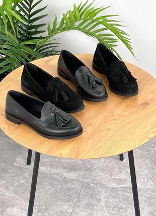 Чорні базові туфлі лофери в шкірі2 фото
