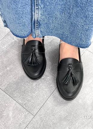 Чорні базові туфлі лофери в шкірі3 фото