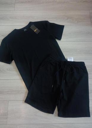 Костюм комплект на 170-180 костюм базовий шорти футболка чорні1 фото