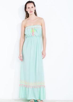 Натуральне, гарна сукня, сарафан, м'ятного кольору, women secret ( іспанія), р. l