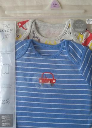 Набор дитячих ромперів пісочник ф&ф бавовна 3-6 міс машинка