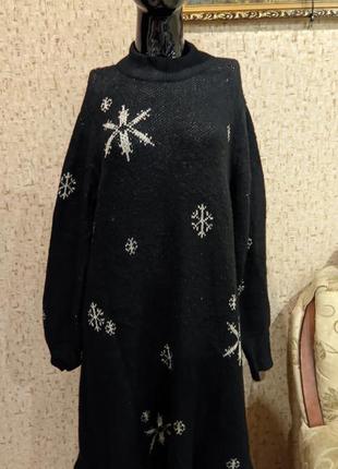 Шикарное теплое платье овесайз 50-52 размер2 фото