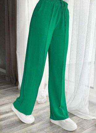 Штани вільного крою, з кишенями 42-52 рр. женский летние брюки, высокая посадка 0720 хм3 фото