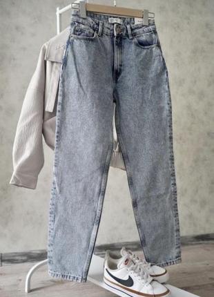 Джинсы мом голубые плотный органический джинс коттон голубые house organic jeans mom xc 32 новое состояние2 фото