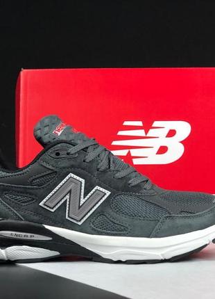 New balance 990 сірі з білим кросівки кеди чоловічі нью баланс весняні осінні демісезонні демісезон відмінна якість низькі замша замшеві сітка