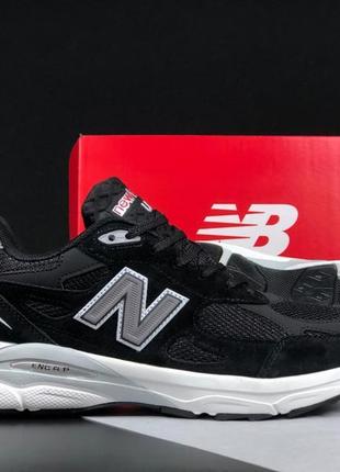 New balance 990 черные с белым кроссовки мужскиебоя баланс весенние осенние демисезонные демисезонное качество низкой замши5 фото