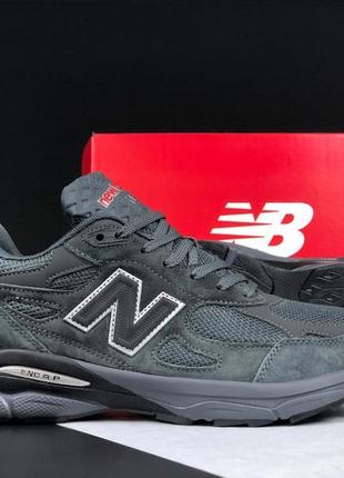 New balance 990 темно серые кроссовки кеды мужские Сендер баланс весенние осенние демисезонные демисезонное качество низкая замша замшевые сетка