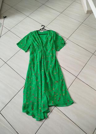 Стильное зеленое платье миди2 фото