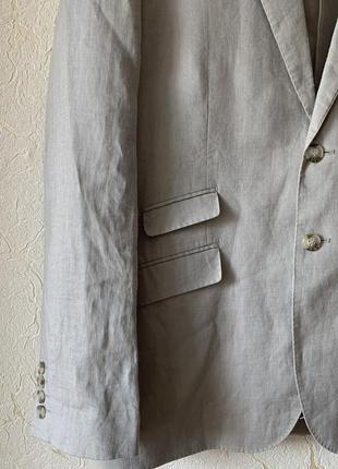 Льняной пиджак h&m eu52 slim fit2 фото