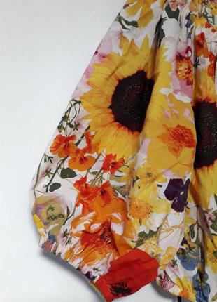 Яркое натуральное хлопковое платье сукня миди h&m цветочный принт7 фото