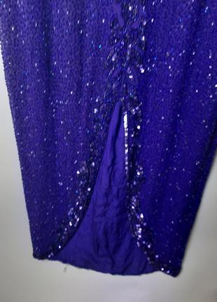 Винтажное шелковое платье расшитое бисером6 фото