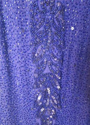 Винтажное шелковое платье расшитое бисером5 фото