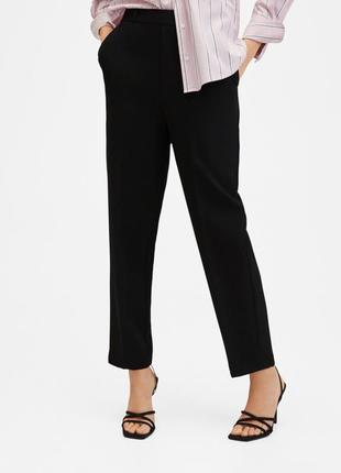 Черные легкие брюки прямого кроя с эластичным поясам mango - s, m, l, xl3 фото