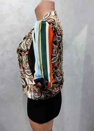 523.шикарна бавовняна блузка в принт на широкій манжеті бренду summum woman4 фото