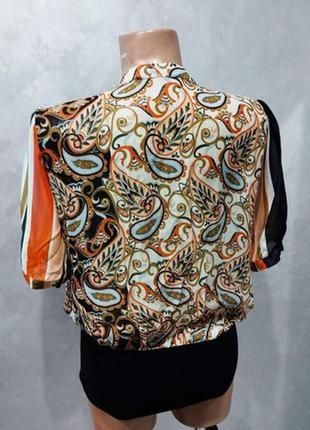 523.шикарна бавовняна блузка в принт на широкій манжеті бренду summum woman5 фото