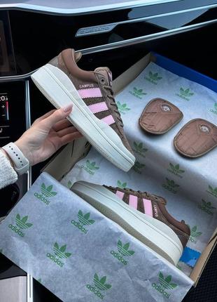 Женские кроссовки adidas originals campus x bad bunny brown pink