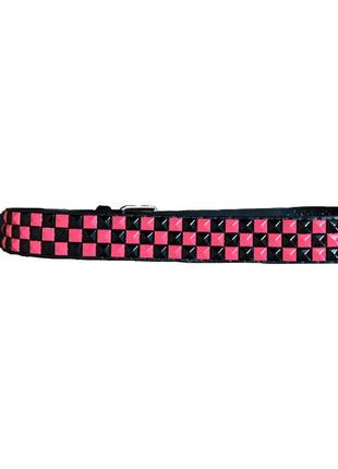 Емо у2к гот чорно рожевий ремень шипований з заклепками studded belt emo y2k gothic