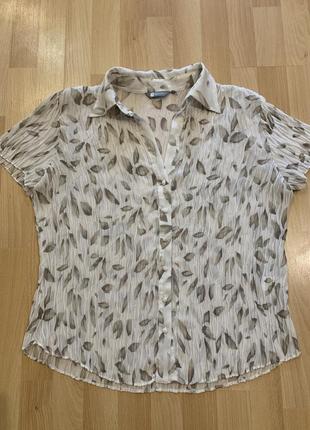 Елегантна легка брендова блузка, принт листя, батал6 фото