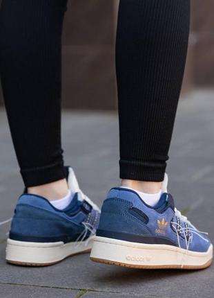 Женские кроссовки кожа адидас форум 84 лоу синие / adidas forum 84 low blue off-white2 фото