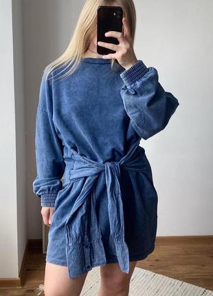 Свитшот-платье zara с вшитыми рукавами с вываренным эффектом