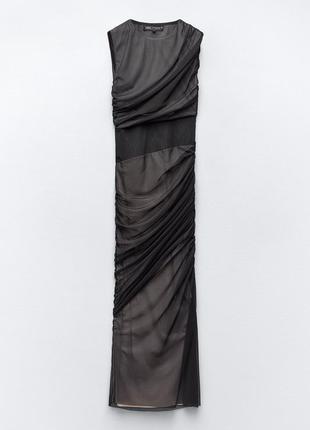 Сукня з деталю з напівпрозорової тканини від zara, розмір xl4 фото
