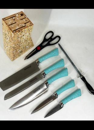 Набір кухонних ножів з нержавіючої сталі 8 предметів на підставці