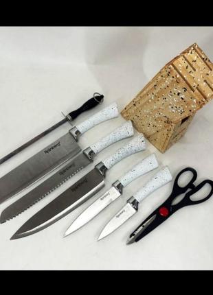 Набір кухонних ножів з нержавіючої сталі 8 предметів на підставці1 фото