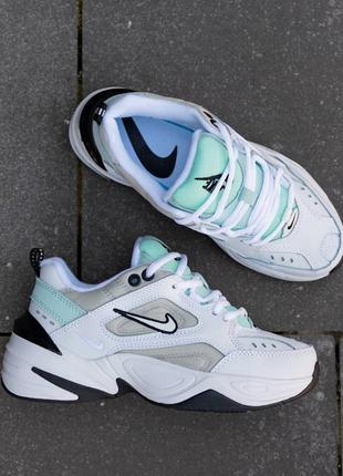 Женские кроссовки найк м2к техно белые / кожа текстиль / nike m2k tekno white black mint5 фото