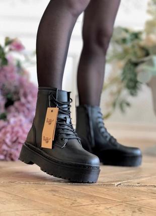 Женские ботинки dr.martens jadon all black (мех)