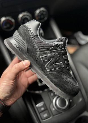 Кроссовки женские new balance 574 all black6 фото